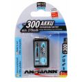 9V-BLOCK300 - Ansmann 9v 300mAh PP3 rechargeable Ni-Mh Battery 